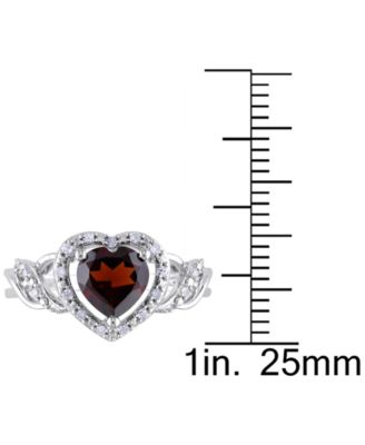 Rhodolite Garnet (1-3/8 ct. t.w.) & Diamond (1/10 ct. t.w.) Heart Ring in Sterling Silver