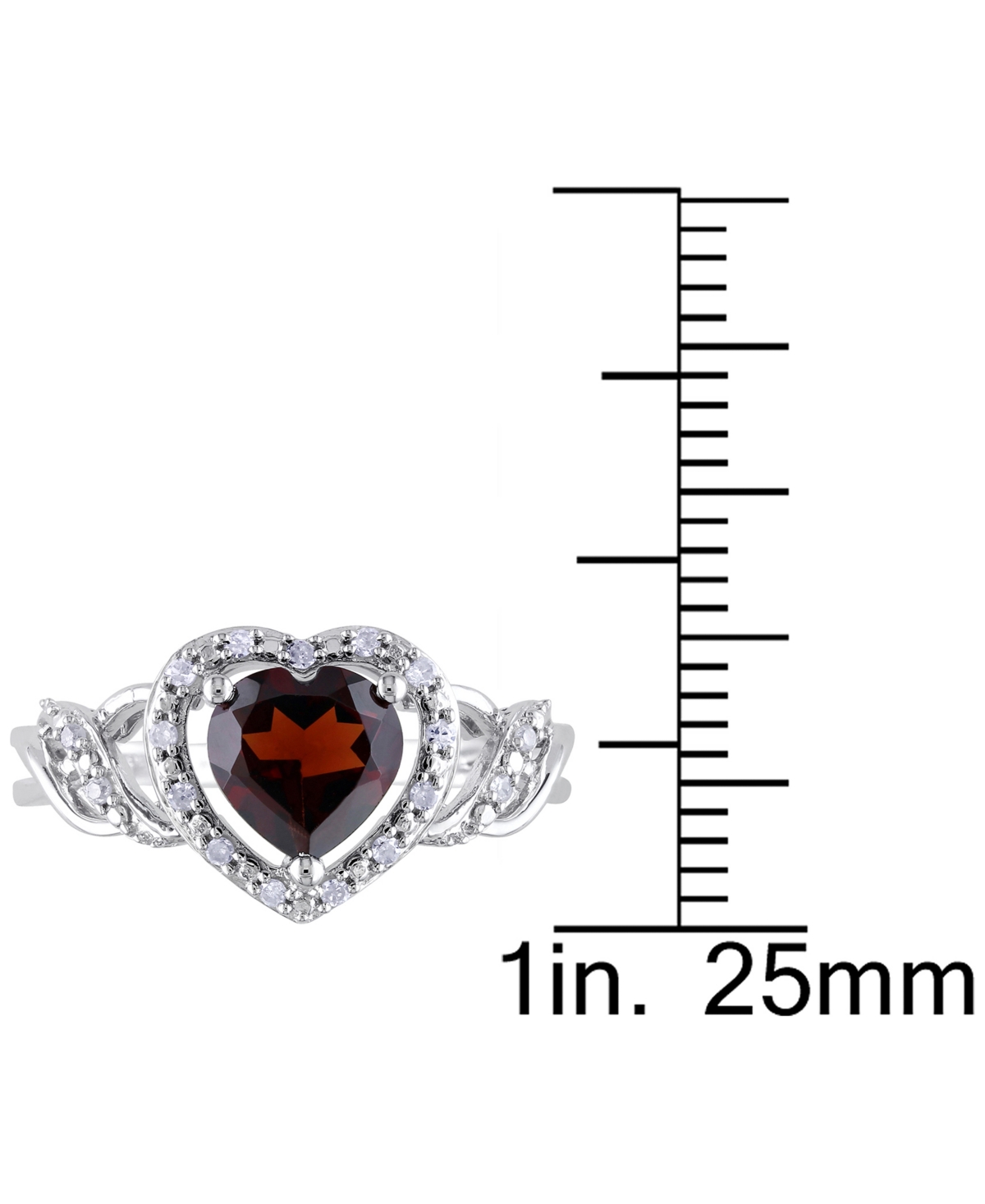 Rhodolite(1-3/8 ct. t.w.) & Diamond (1/10 ct. t.w.) Heart Ring in Sterling Silver - Garnet