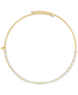 EFFY® Cultured Freshwater Pearl (4-1/2mm) Choker Necklace in 14k Gold ...