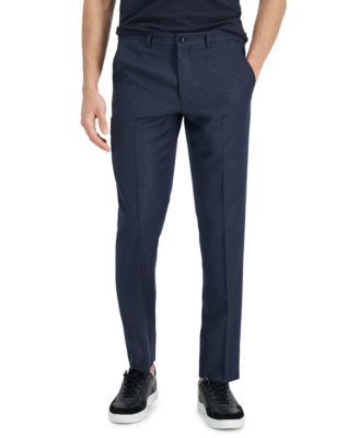 Armani Exchange A|X Navy Micro Houndstooth Wool Slim Fit Suit 