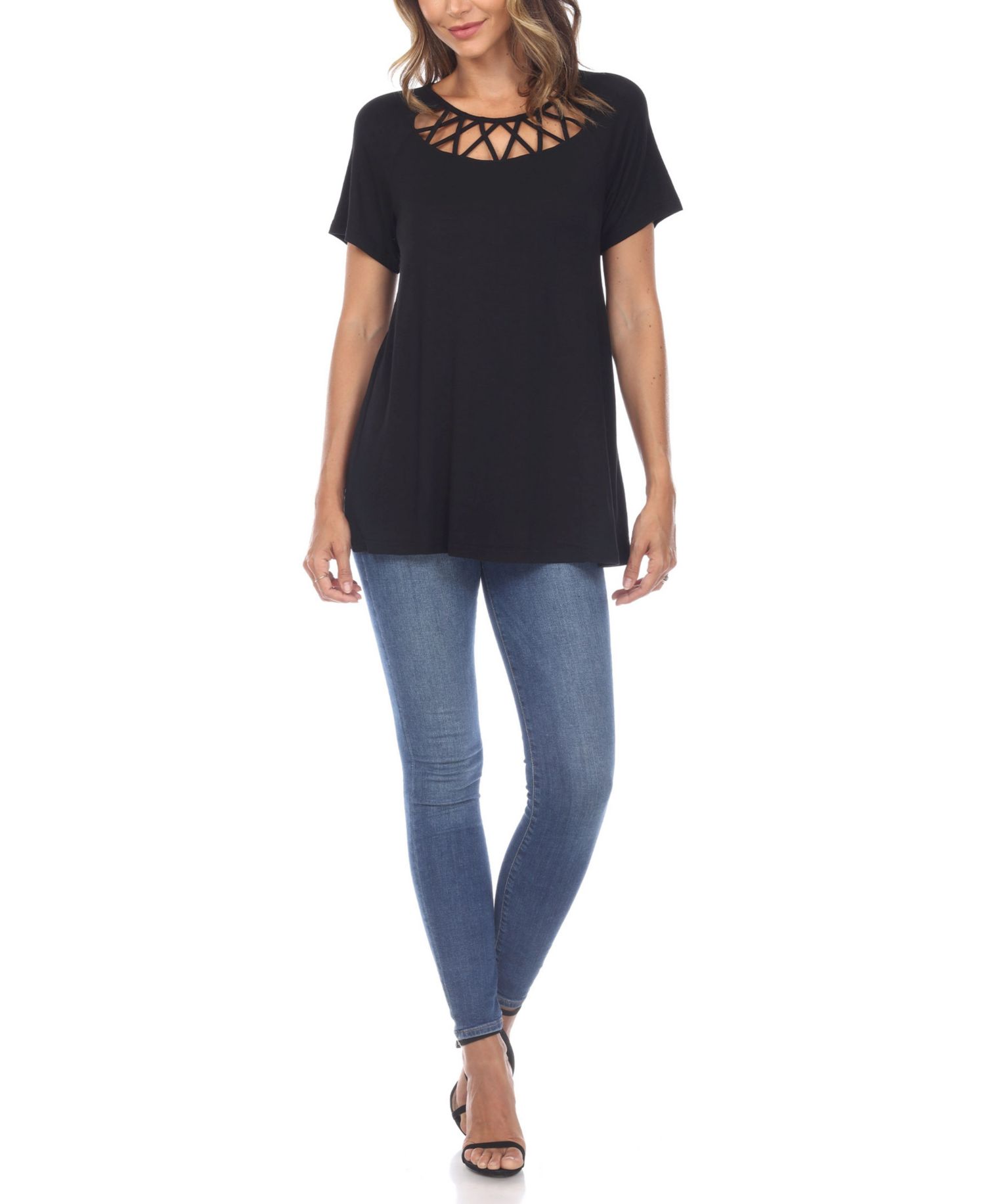 Plus Size Crisscross Cutout Short Sleeve Top