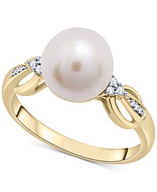 Cultured Freshwater Pearl (8mm) & Diamond (1/20 ct. tw.) Ring in 14k Gold