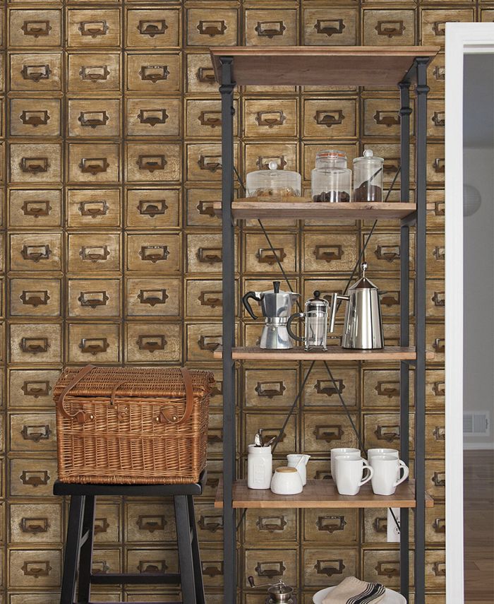 NextWall Library Card Catalog Peel and Stick Wallpaper Macy's