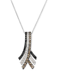 Multicolor Diamond Flared 18" Pendant Necklace (5/8 ct. t.w.) in 14k White Gold