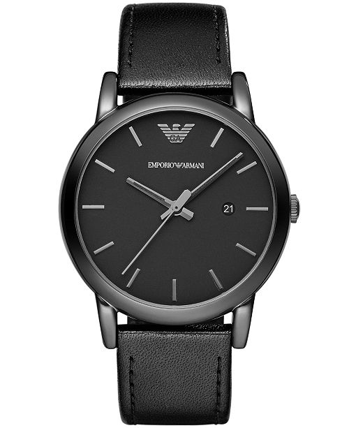 Emporio Armani Men S Black Leather Strap Watch 41mm Ar1732 Reviews All Fine Jewelry Jewelry Watches Macy S