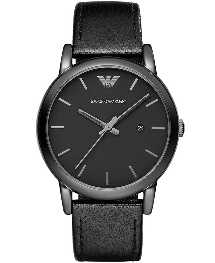 Emporio Armani Black Leather Strap Watch