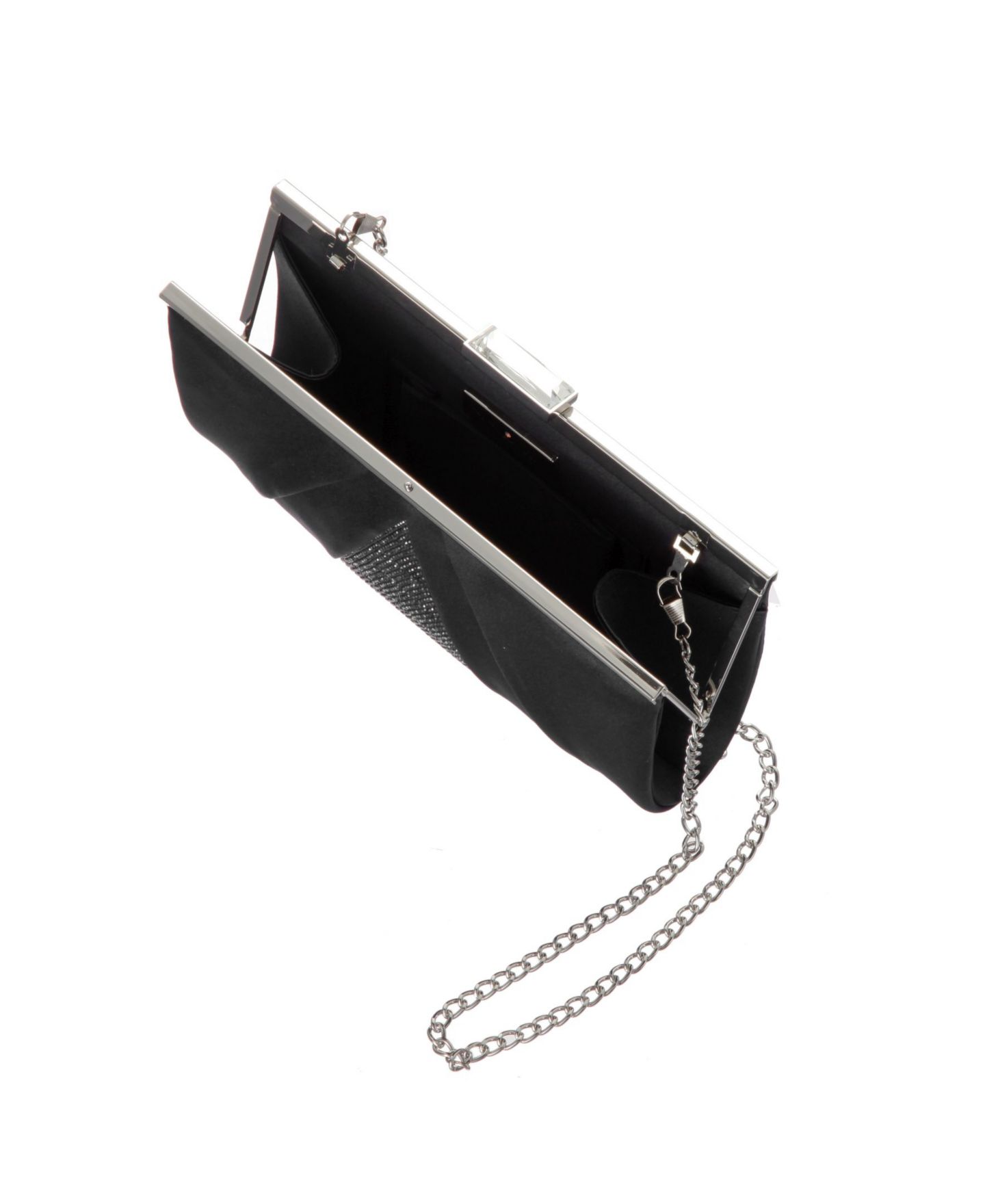 Женский клатч Nina Pleated Stain Crystal Frame Clutch, цвет: Чёрный — фото 2