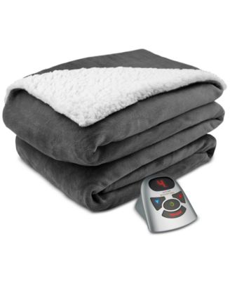 Biddeford Heated Velour Sherpa Blanket, Twin - Macy's