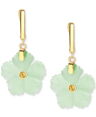 Macy's Jade Citrine (1/8 Flower Drop Earrings in 14k