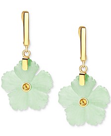 Jade & Citrine (1/8 ct. t.w.) Flower Drop Earrings in 14k Gold-Plated Sterling Silver