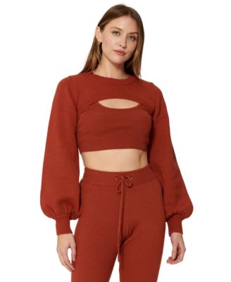 Bar III - Sofia Richie Cropped Cutout Shrug Sweater, Created for Macy's