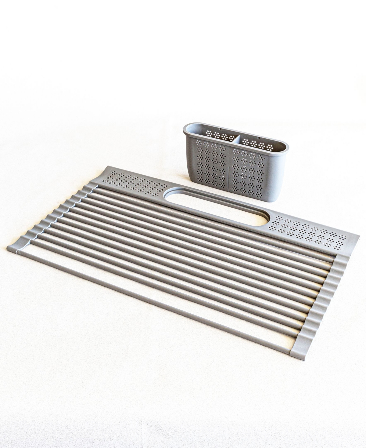 Over the Sink Drying Dish Rack with Caddy - Gray