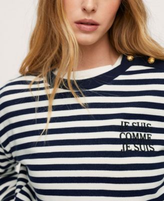 MANGO Women's Striped Cotton-Blend Sweatshirt