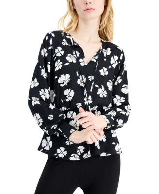 Alfani - Printed Smocked Peasant Top