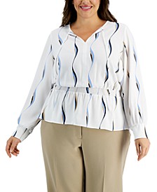 Plus Size Smocked Peplum Top, Created for Macy's