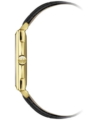 Men's Swiss Toccata Black Leather Strap Watch 29x37mm