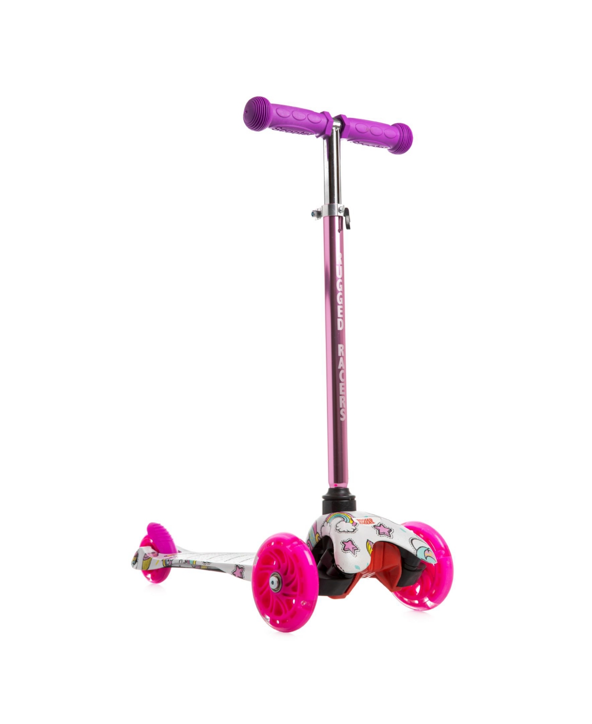 Rugged Racers Kids Scooter With Unicorn Print Design In Multicolor