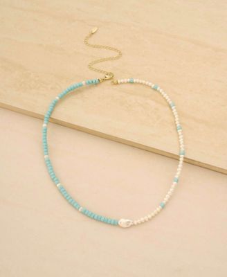 Easy Beach Day Turquoise And Pearl Necklace