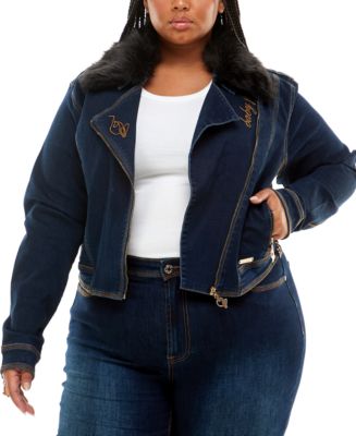 Plus size denim moto jacket hotsell