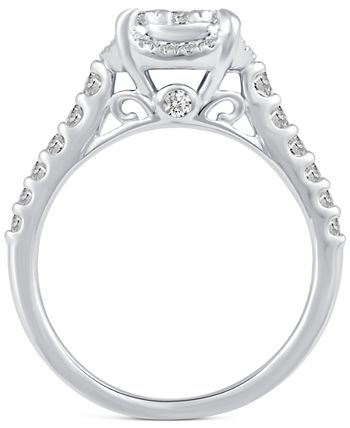 Macy's - Diamond Cluster Engagement Ring (3/4 ct. t.w.) in 14k White Gold