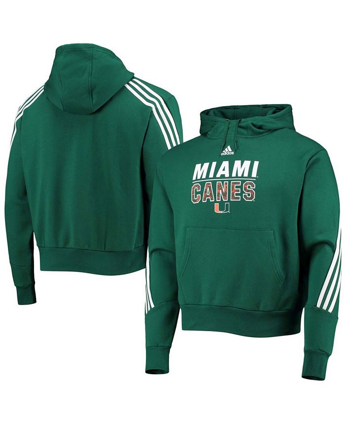adidas Men's Green Miami Hurricanes 3-Stripe Pullover Hoodie - Macy's