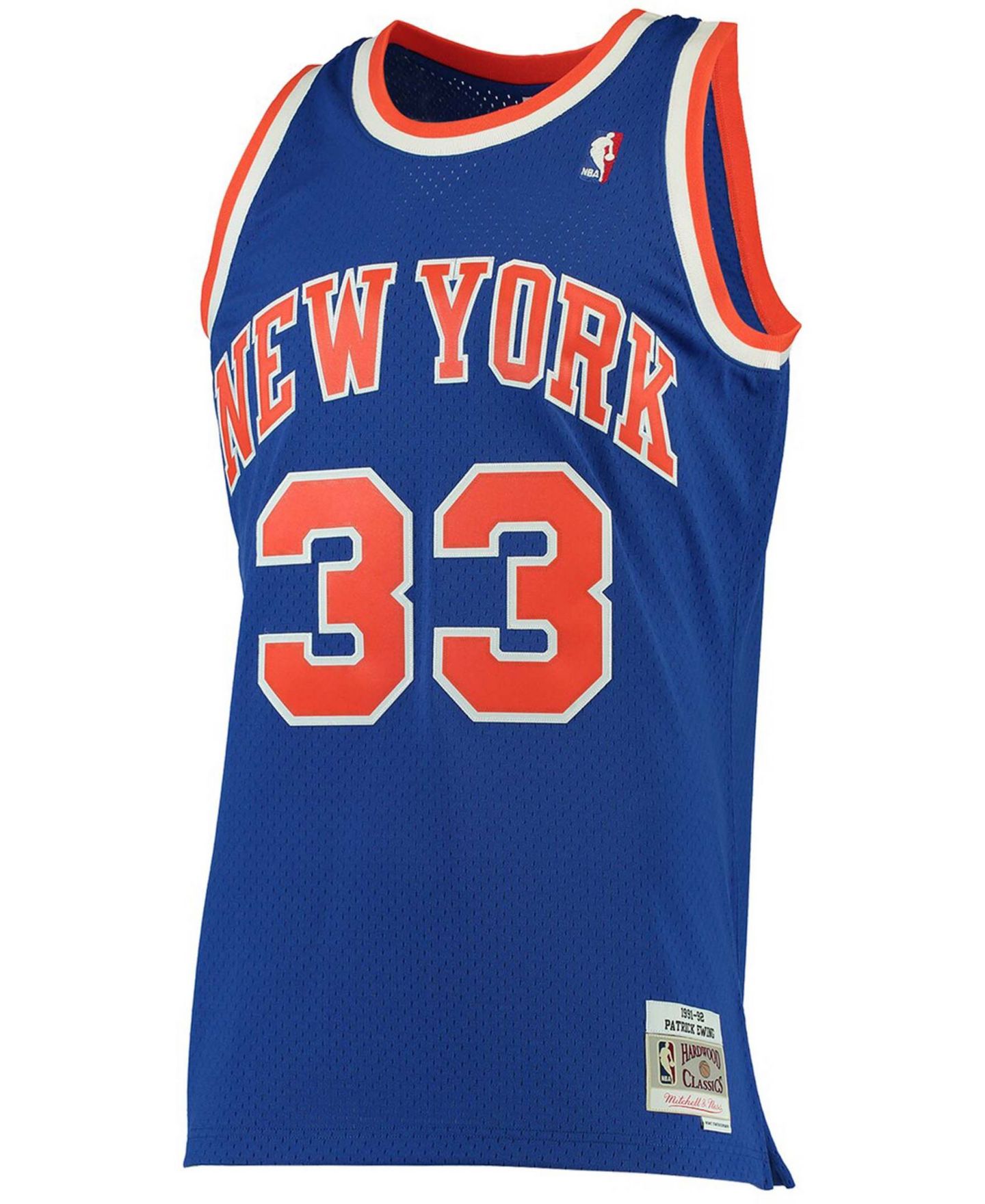 Мужской топ Mitchell & Ness Patrick Ewing Blue New York Knicks 1991-92 Hardwood Classics Swingman Jersey — фото 3