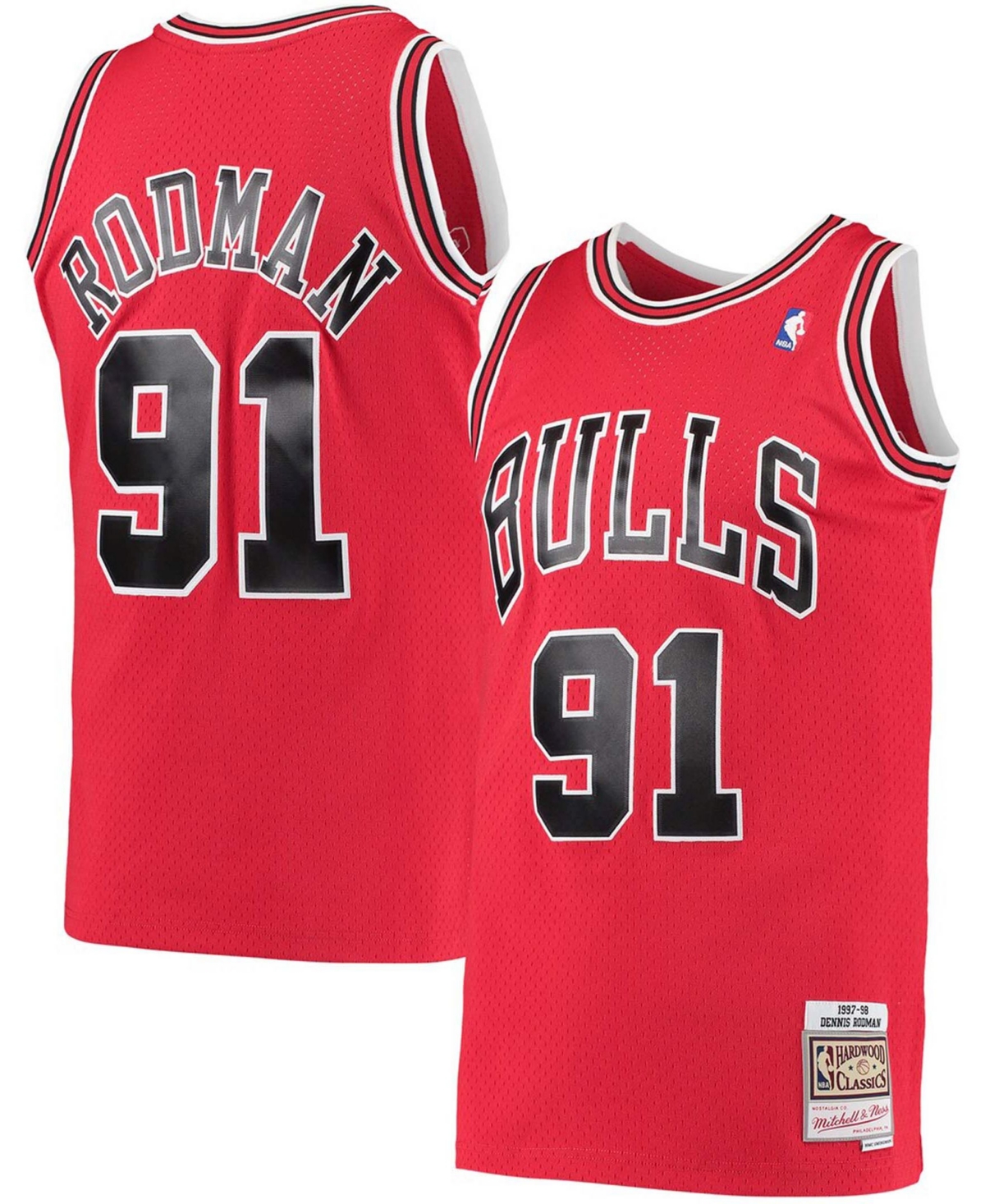 Men's Dennis RodmanChicago Bulls Hardwood Classics 1997-98 Swingman Jersey - Red
