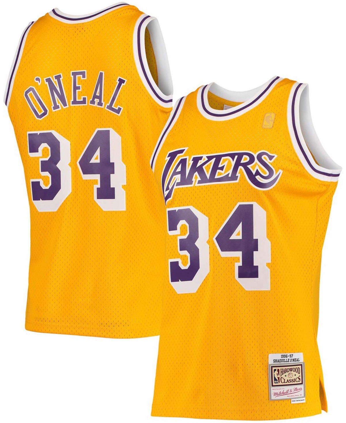Men's Shaquille O'Neal Gold-Tone Los Angeles Lakers Hardwood Classics 1996-97 Swingman Jersey - Gold