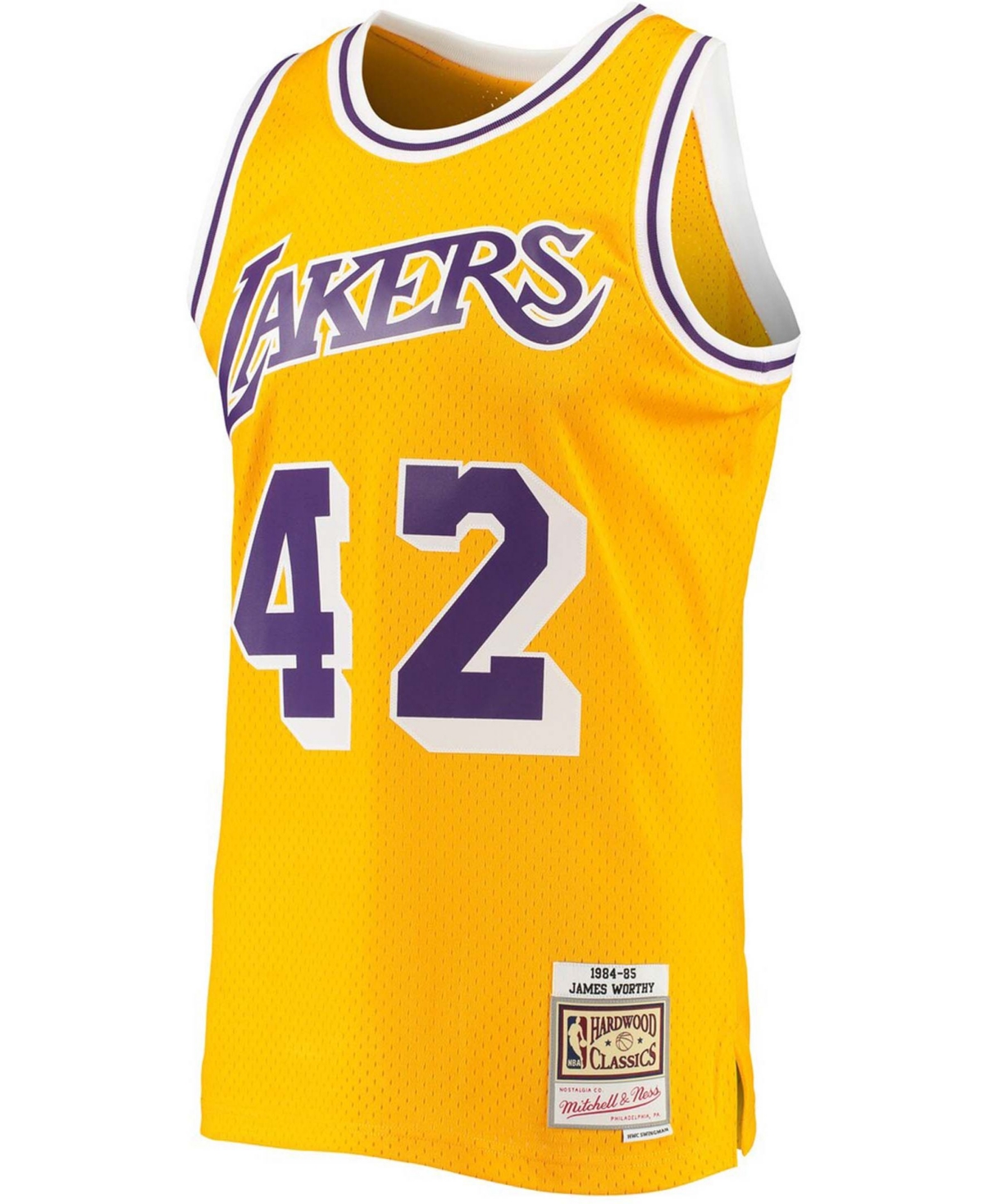 Men's James WorthyLos Angeles Lakers 1984-85 Hardwood Classics Swingman Jersey - Gold