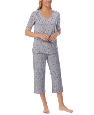 Printed Elbow-Sleeve Top & Capri Pants Pajama Set