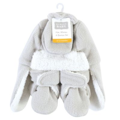 Winter Warmth 3Pk Earflap Hat, Mittens & Plush Booties