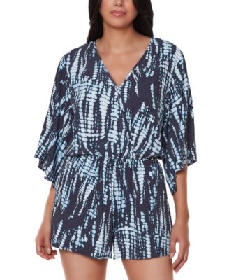 Bar III - Tie-Dyed Romper Swim Cover-Up