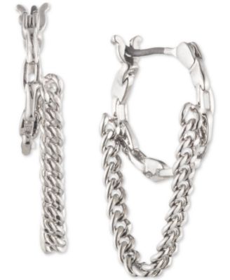 Karl Lagerfeld Paris - Silver-Tone Swag Chain Hoop Earrings, 1/2"