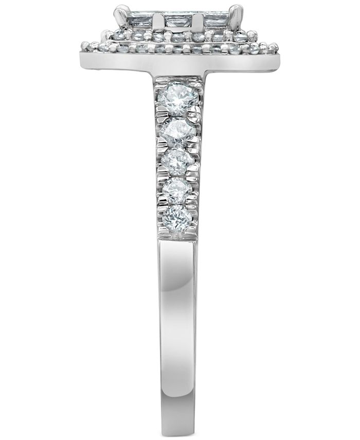 Macy's - Diamond Princess Cluster Halo Engagement Ring (1 ct. t.w.) in 14k White Gold