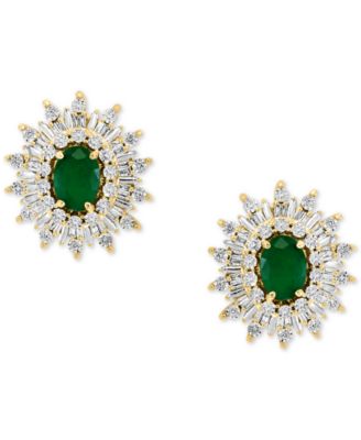 EFFY&reg; Sapphire (1/3 ct. t.w.) & Diamond (1/3 ct. t.w.) Stud Earrings in 14k White Gold. (Also available in Ruby and Emerald)