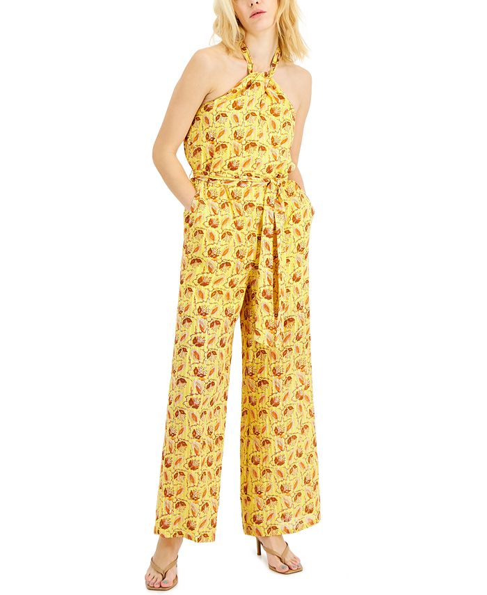Macy's yellow jumpsuit on sale