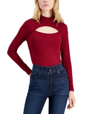INC International Concepts - Petite Ribbed Cutout Turtleneck