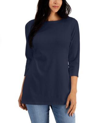 Karen Scott Boat-Neck 3/4-Sleeve Top, Created for Macy's & Reviews ...