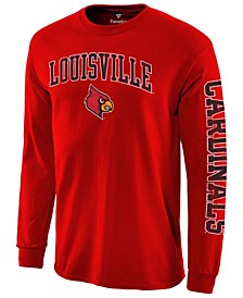 Men's Red Louisville Cardinals Distressed Arch Over Logo Long Sleeve Hit T-shirt