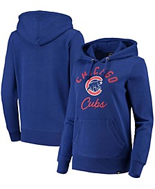 Women's Royal Chicago Cubs Hollow Script Headline Pullover Hoodie