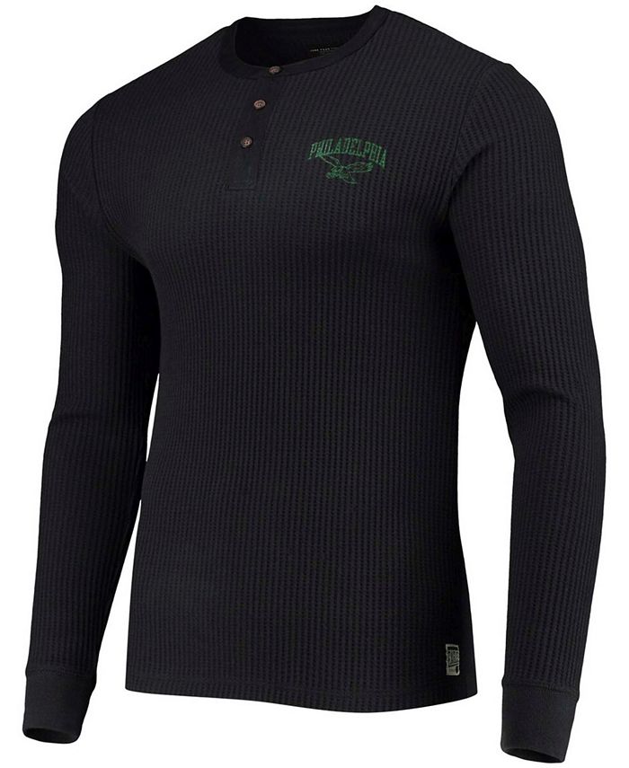 Junk Food Men's Black Philadelphia Eagles Thermal Henley Long Sleeve T