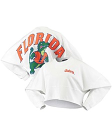 Women's White Florida Gators Raw Hem Cropped Long Sleeve T-shirt
