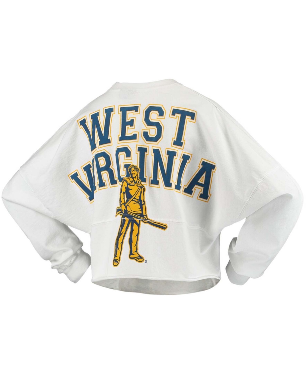 Women'sWest Virginia Mountaineers Raw Hem Cropped Long Sleeve T-shirt - White