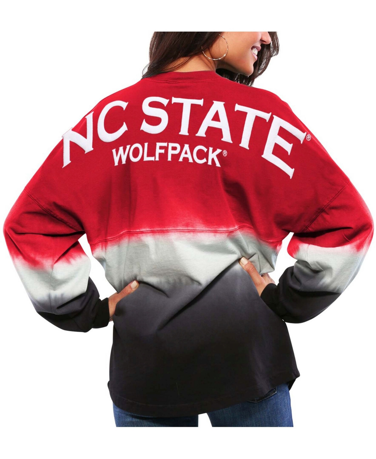 Women'sNc State Wolfpack Ombre Long Sleeve Dip-Dyed T-shirt - Red