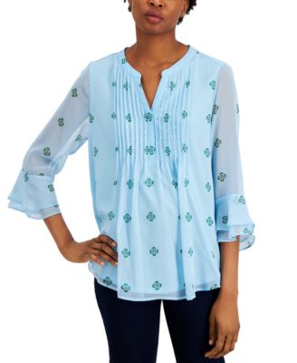 Charter Club - Printed Pintuck Top
