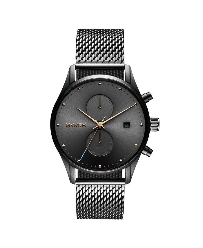 MVMT Men's Voyager Grey Stainless Steel Mesh Bracelet Watch 42mm - Macy's
