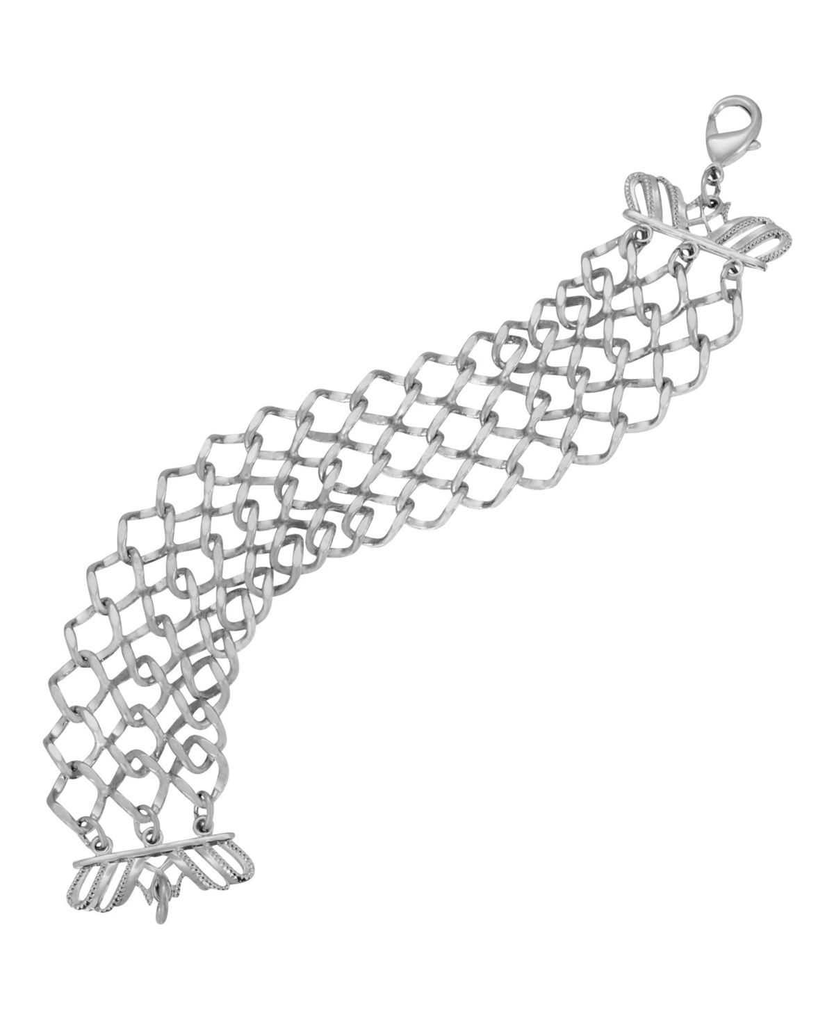 2028 Wide Mesh Bracelet In Silver-tone