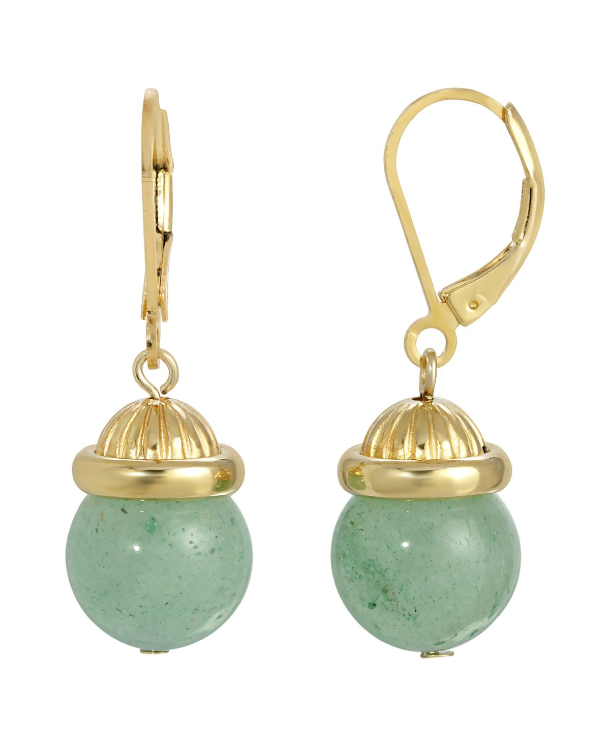 2028 Gold-tone Genuine Stone Earrings In Green