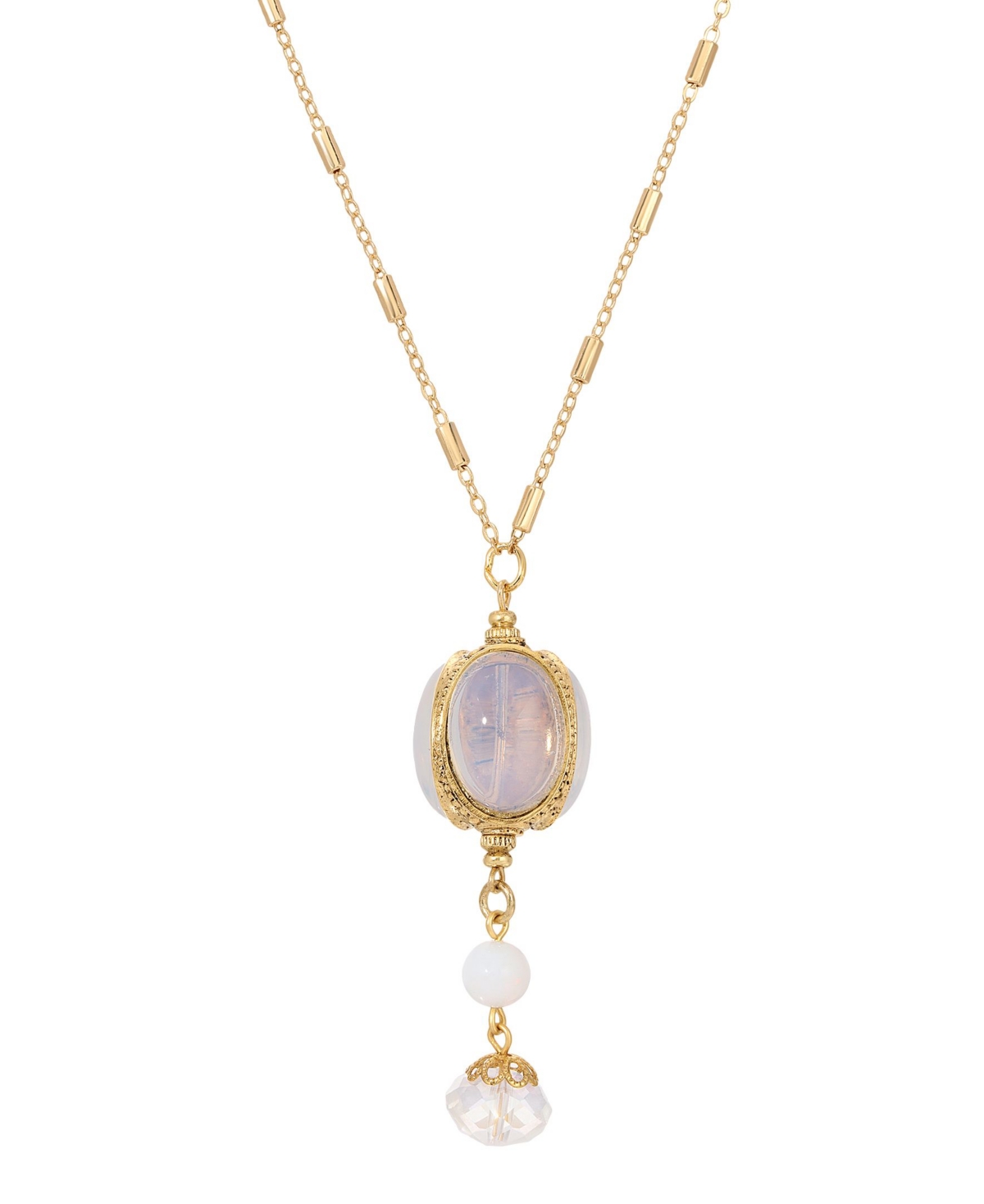 2028 Opal Spinner Drop Necklace In White