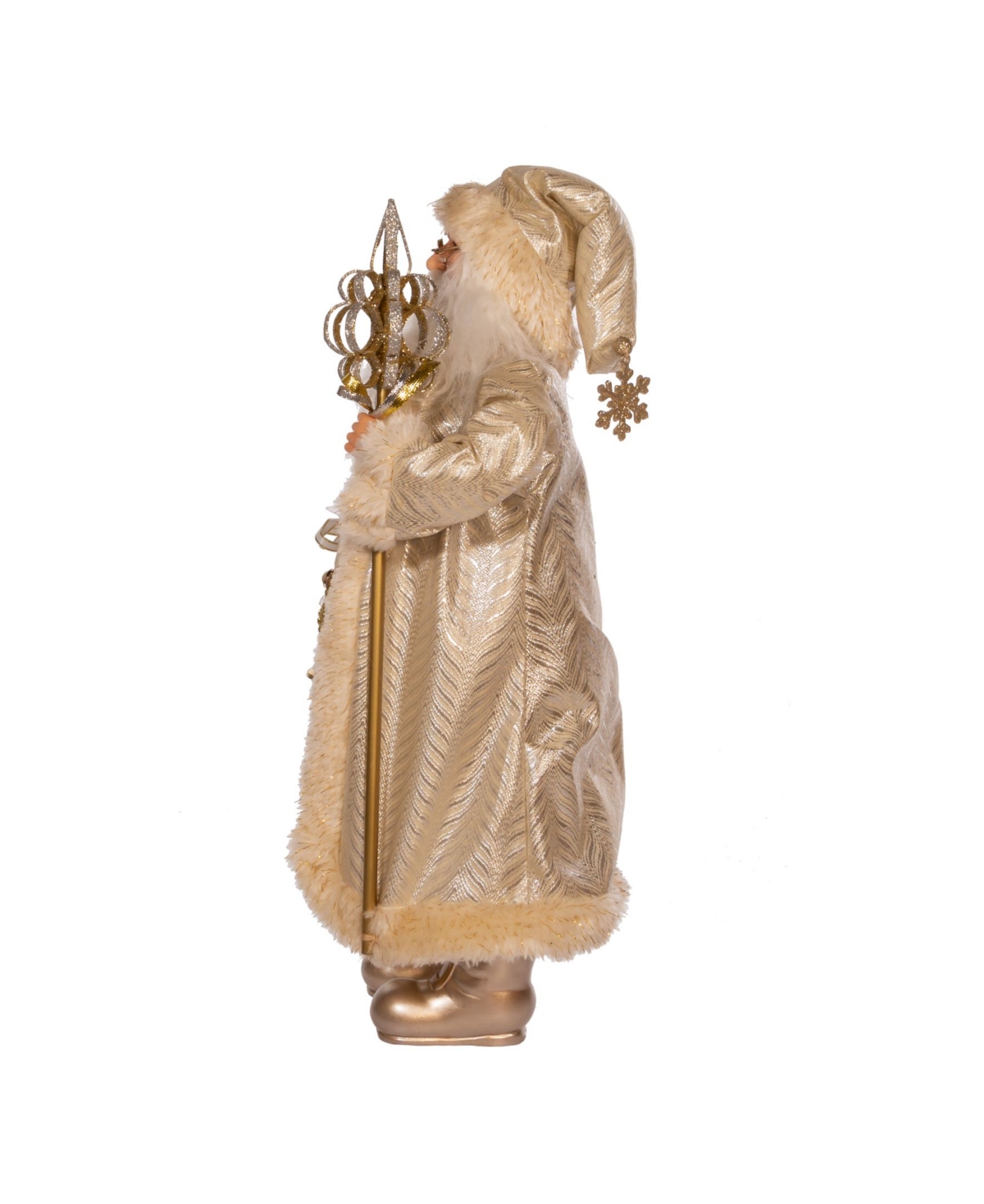 Kurt Adler Light Santa with Staff and Bells - Gold-Tone